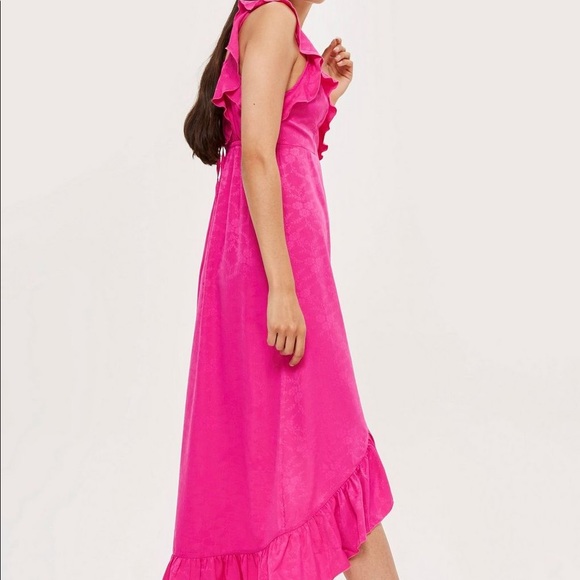 Topshop Hot Pink/ Magenta Midi Dress - Size 4/XS - Picture 3 of 3